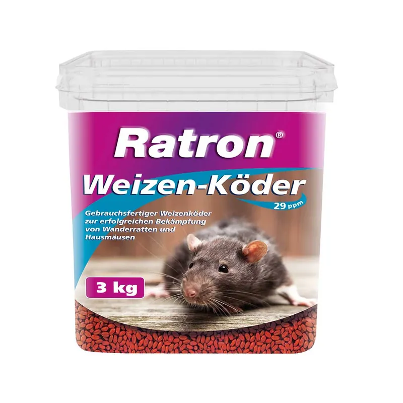 Ratron® Weizen-Köder 3kg -29 ppm Rattengift / Mäusegift Sachkundenachweispflichtig Neu