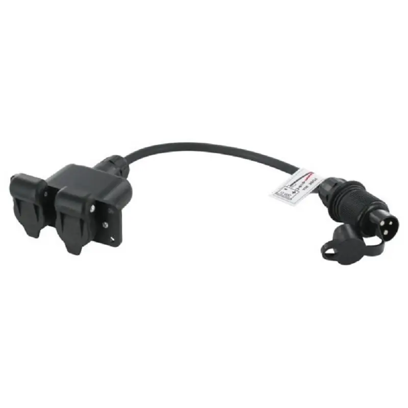 Finale Aktion Kramp  3-poliger Steckdose Doppelstecker Mehrfachstecker 6-12 Volt Länge 250 mm