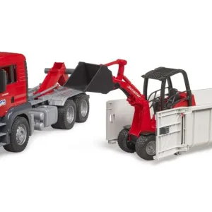 Bruder  Bruder MAN TGS LKW mit Abrollcontainer und Schäffer Hoflader Markenprodukt