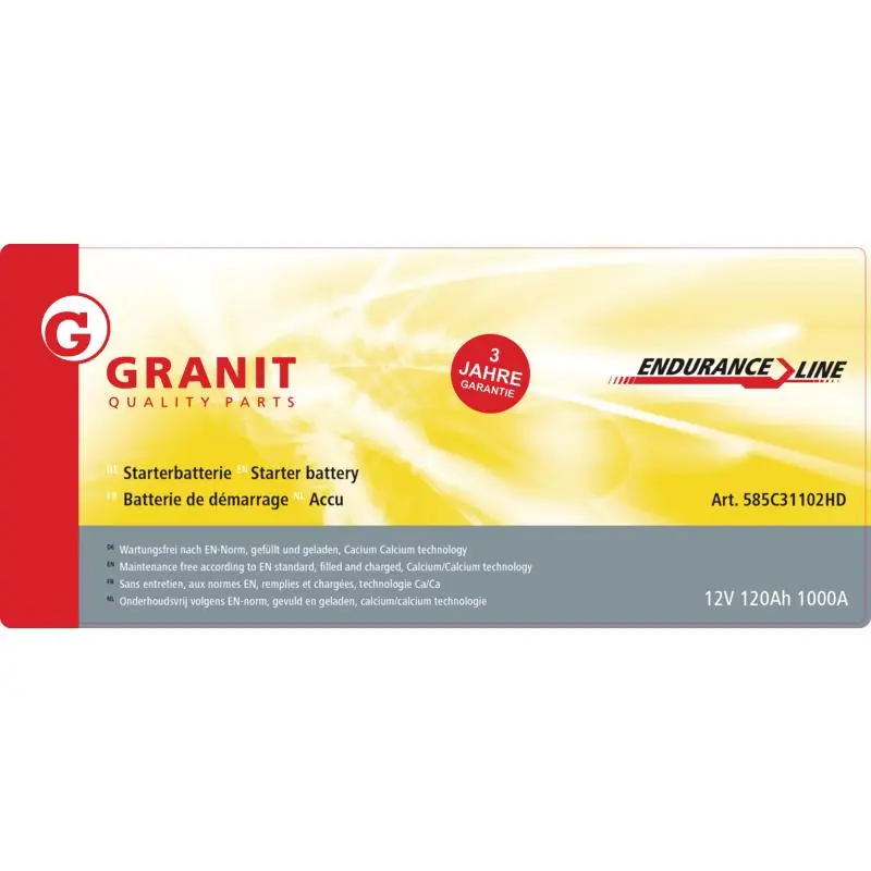 Finale Aktion Granit Batterie 12 V / 120 Ah gefüllt, vorgeladen und wartungsfrei, Ca/Ca-Technologie