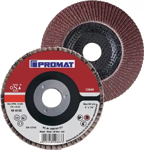 PROMAT Fächerscheibe Durchmesser 115 mm Körnung 60 konisch 40 115 mm Sichere Zahlung