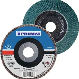 PROMAT Fächerscheibe Durchmesser 125 mm Körnung 40 konisch 40 115 mm Top-Seller