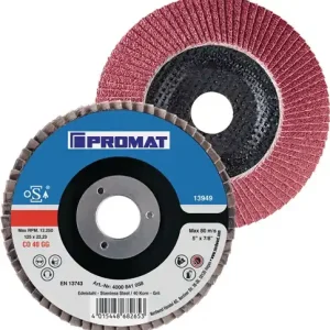 PROMAT Fächerscheibe Durchmesser 125 mm Körnung 120 konisch 40 115 mm Knallerangebot