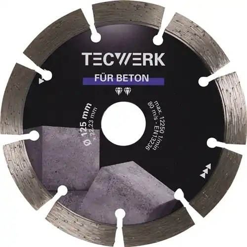 TECWERK Diamanttrennscheibe Durchmesser 125 mm Bohrung 22,23 mm Einsetzbar in allen gängigen Maschinentypen 33.8 mm Bestseller