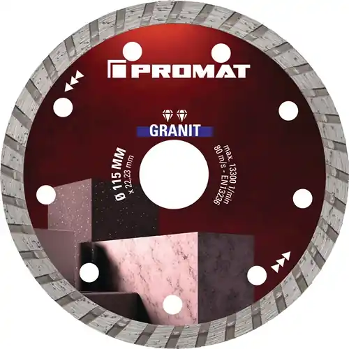 Rabatt PROMAT Diamanttrennscheibe Durchmesser 115 mm Bohrung 22,23 mm Winkelschleifer 12250 min-¹
