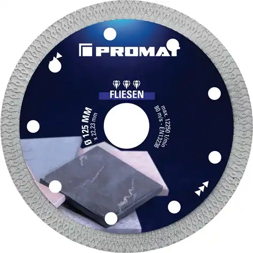 Neuheit PROMAT Diamanttrennscheibe Durchmesser 125 mm Bohrung 22,23 mm Winkelschleifer 12250 min-¹
