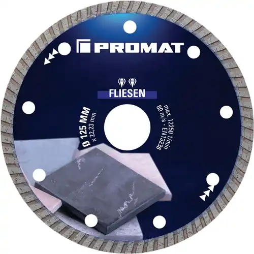 PROMAT Diamanttrennscheibe Durchmesser 125 mm Bohrung 22,23 mm Winkelschleifer 12250 min-¹ Zertifiziert