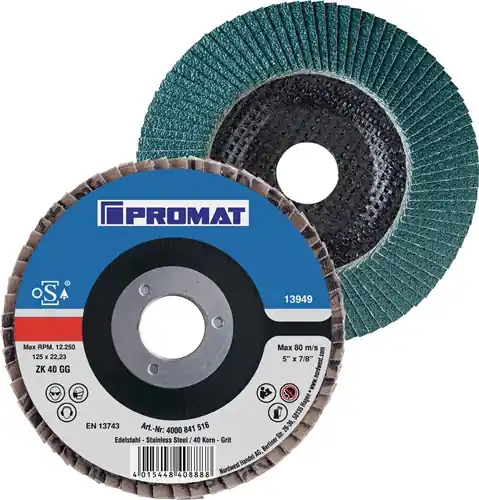 PROMAT Fächerscheibe Durchmesser 180 mm Körnung 80 konisch 40 8500 min-¹ Jetzt Bestellen