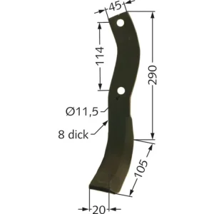 Mega-Angebot Fräsmesser 290 x 45 x 8 mm Bohrung 11,5 mm links/rechts für Howard Bodenfräse HA, CL, CA