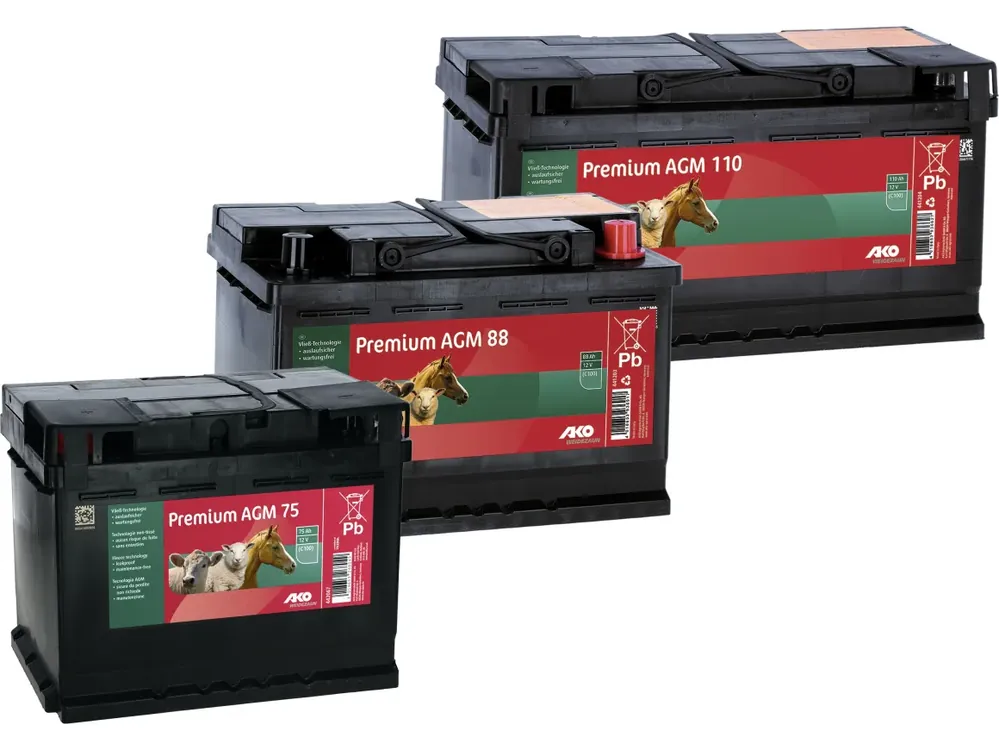 Ako Weidezaunbatterie "Premium" 12 V AGM, für Weidezaungeräte Super-Preis