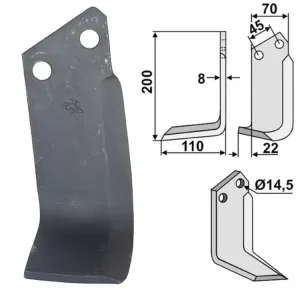 Neuheit Industriehof® Fräsmesser links/rechts 200 x 70 x 8 mm, Bohrung 14,5 mm, gewinkelt, für Maletti