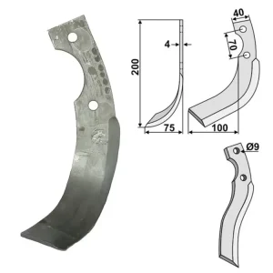 Direktkauf Industriehof® Fräsmesser links/rechts 200 x 40 x 4 mm, Bohrung 9 mm, für Iseki