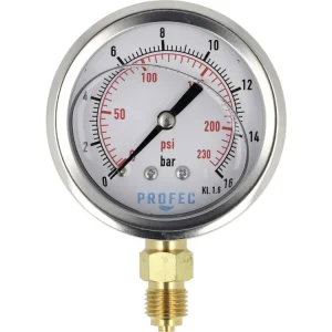 Markenprodukt Glyzerin-Manometer, Anschluss 1/4" AG unten, Ø außen 63 mm