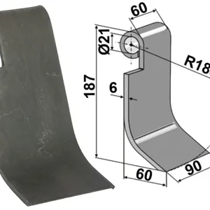Industriehof® Schlegelmesser links/rechts 187 x 90 x 6 mm, für Rübenroder Kleine SF10 Versand Am Gleichen Tag