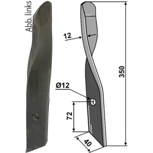 Industriehof® Rollspatenmesser links/rechts 350 x 40 x 12 mm Bohrung 12 mm für "Dyna-Drive" Expressversand
