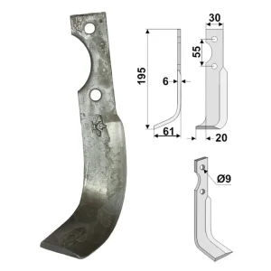 Direktkauf Industriehof® Fräsmesser links/rechts 195 x 30 x 6 mm, Bohrung 9 mm, für Grillo