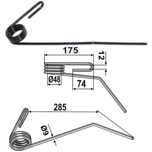 Industriehof® Striegelzinken 285 x 9 mm links/rechts, für Striegel Accord/Weiste, Kubota, Kverneland Neuheit