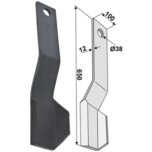 Industriehof® Schlegelmesser links/rechts 650 x 100 x 12 mm, für Mulcher Spearhead Neue Ware
