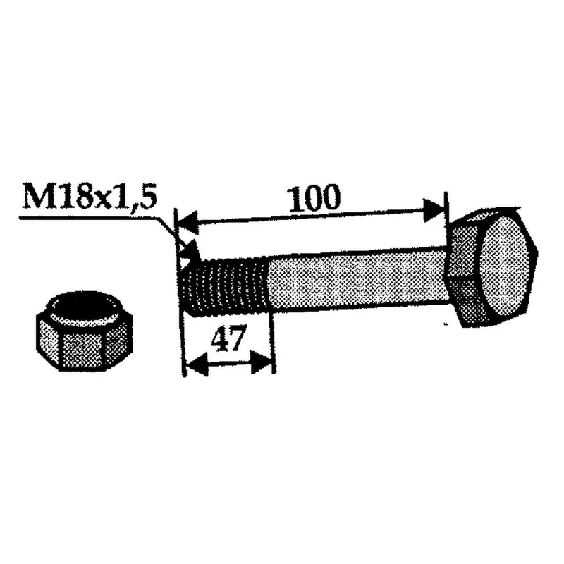 Versand Am Gleichen Tag Schraube M18x1,5x100mm 10.9 mit Mutter