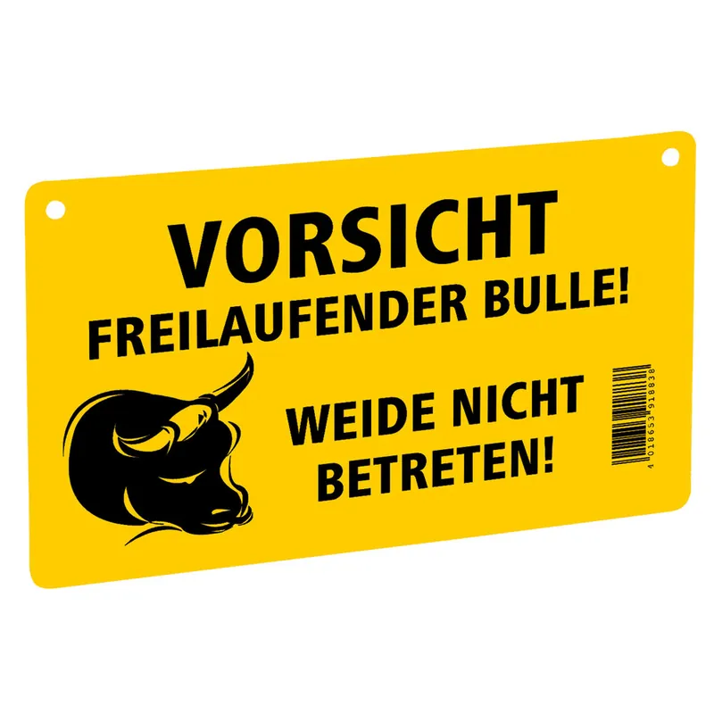 KERBL Schild Vorsicht freilaufender Bulle! Versand Am Gleichen Tag