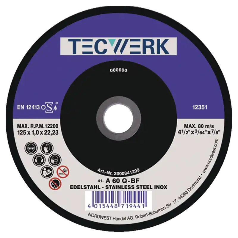 Abverkauf Tecwerk Trennscheibe Action 125x1 mm