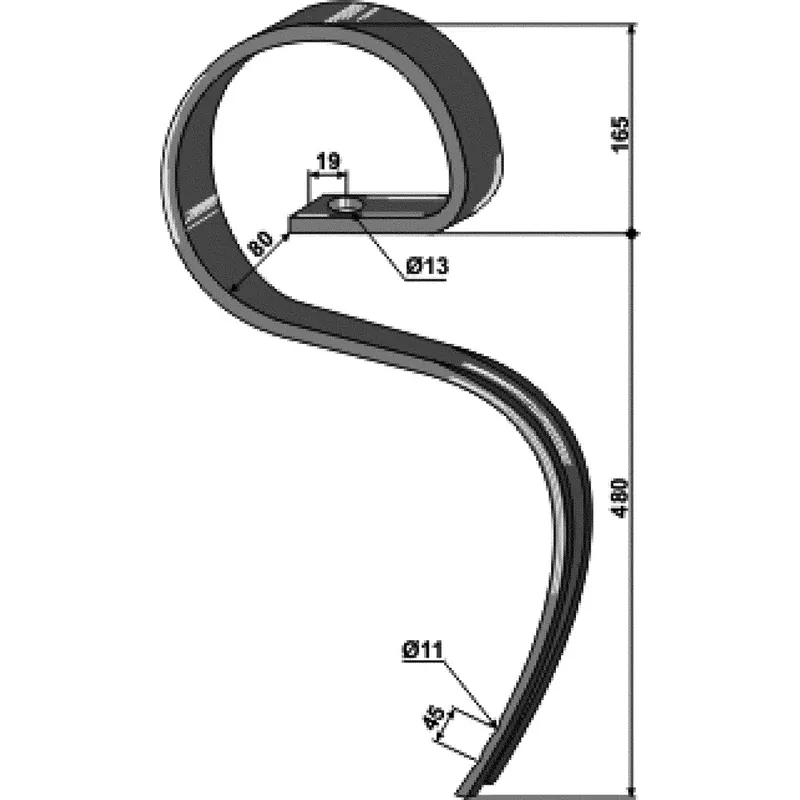 Billig Großfederzinke 45x12