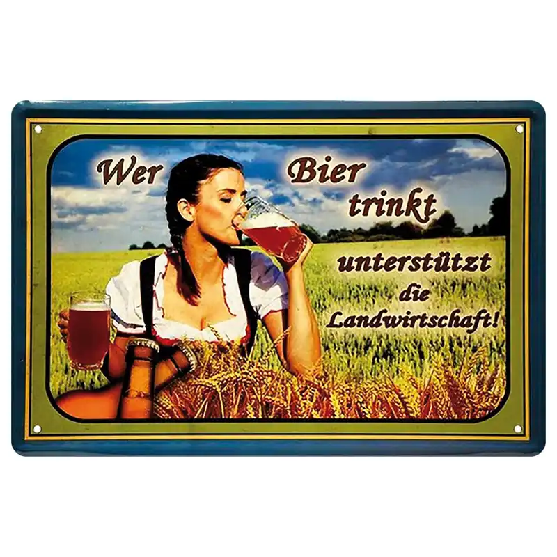 Blechschild Wer Bier trinkt unterstützt die Landwirtschaft - Dirndl Jetzt Kaufen