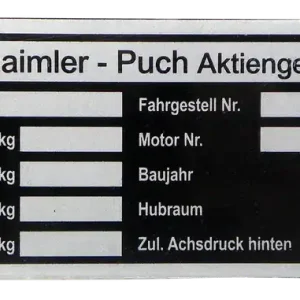 Solange Der Vorrat Reicht Typenschild zu Steyr