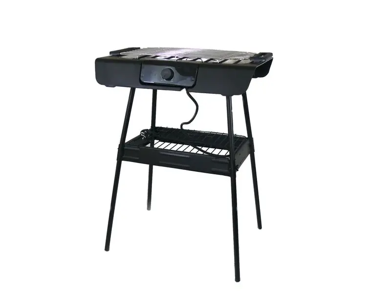 Ausverkauf Elektro Tischgrill Standgrill 2in1 Schwarz Camping Grill BBQ 2000W