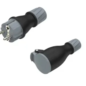 Fortis Schuko Stecker + Kupplung Gummistecker Gummikupplung 230V 16A IP54 Rabatt