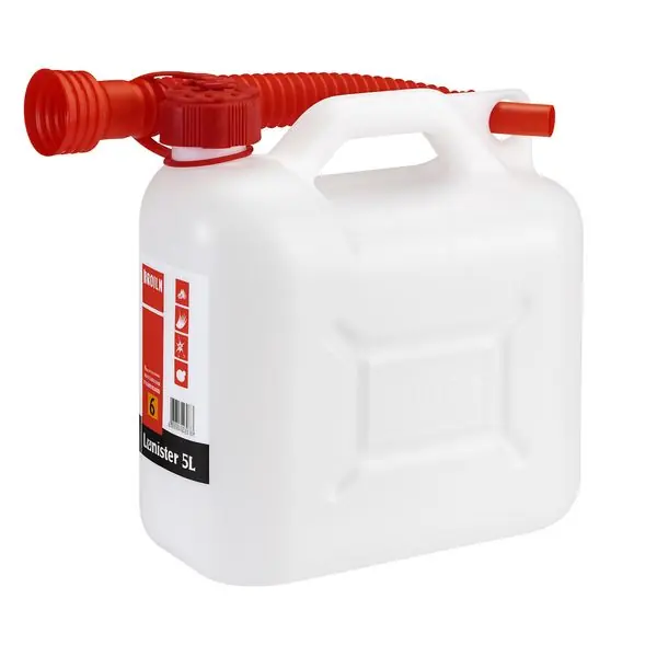 Echt Reserve Kanister Benzinkanister Kraftstoff-Kanister 5 Liter für Benzin Öl Diesel -weiss-