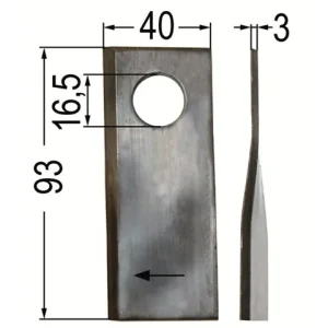 Klinge gedreht re. 93 x 40, Ø = 16,25 mm Begrenztes Angebot