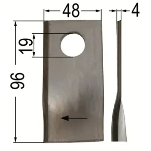 Aktuell Klinge gedreht li. 96 x 48 x 4, Ø = 19 mm