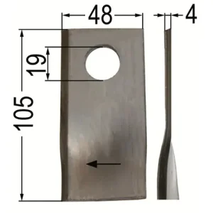Preiswert Klinge gedreht re. 105 x 48 x 4, Ø = 19 mm