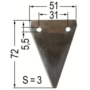 Spitzklinge zu Aebi 51x72x3 2 Loch glatt AM222651 Highlight