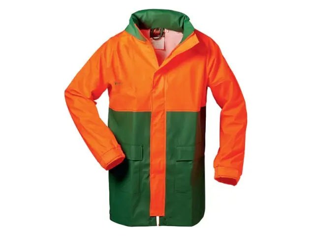 Neu Regenschutz PU Stretch Jacke L grün/orange