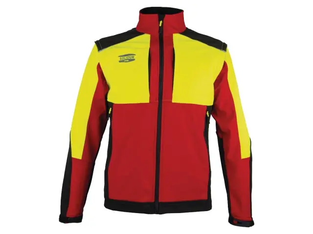 Neue Kollektion Solidur Softshell Jacke Woda rot/gelb Gr XL