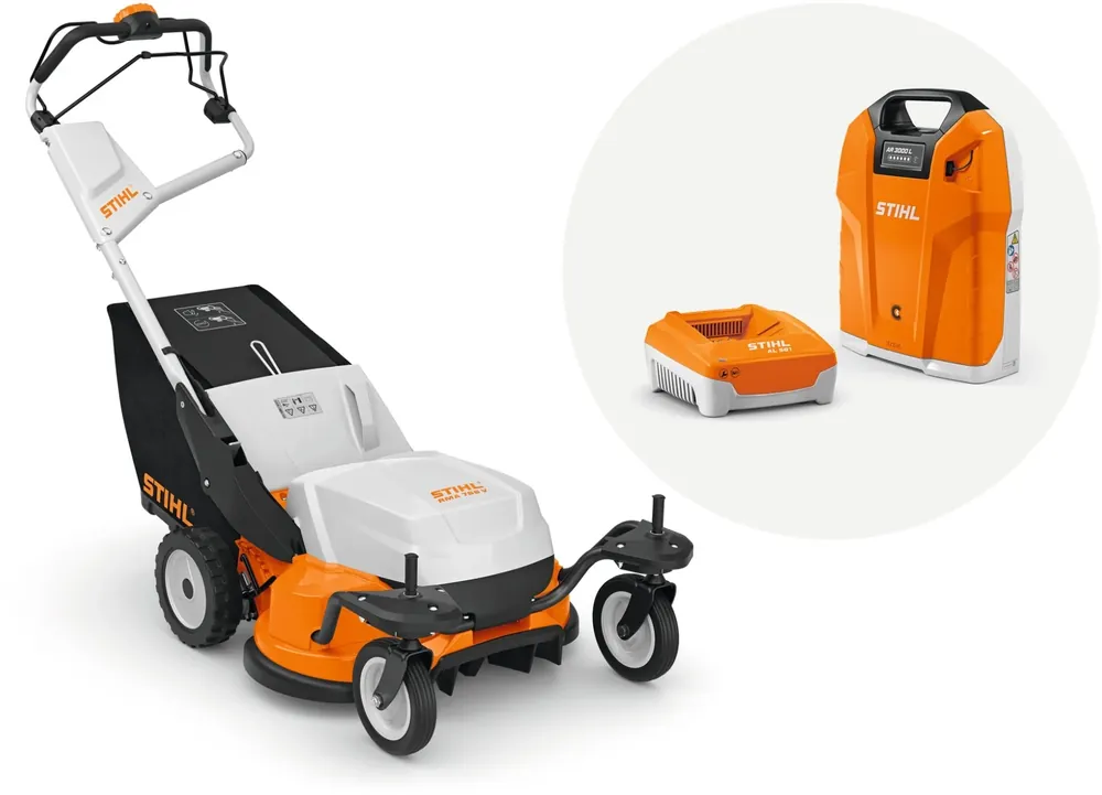 Zertifiziert STIHL Akku-Rasenmäher RMA 765 V Set mit AR 3000 L + AL 501
