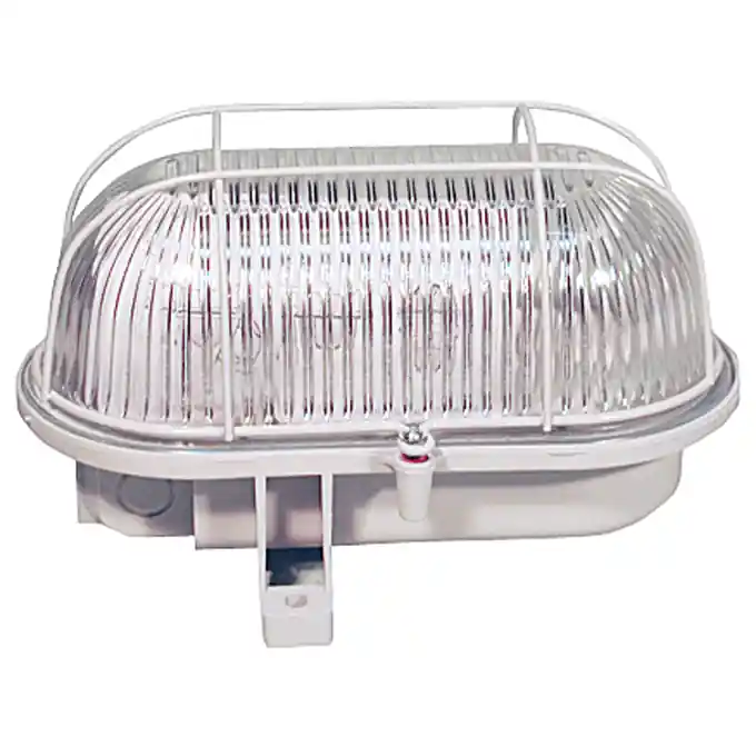 Ovalleuchte mit Glas und Schutzkorb, bis 60 W Schneller Versand