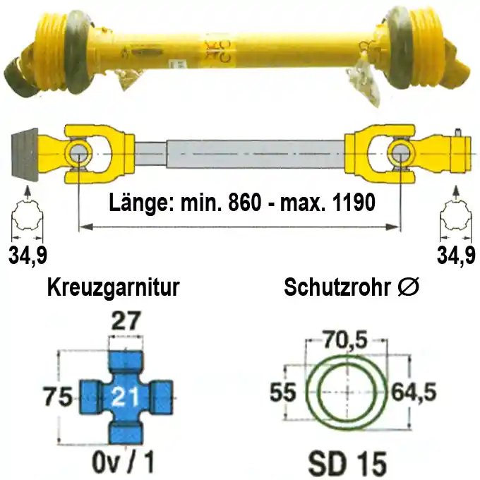 Gelenkwelle "Walterscheid", Gabelweite 84 mm Nur Heute