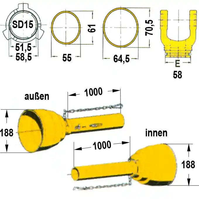 Gelenkwellenschutz komplett, zu Weitwinkelwelle "SD 15", 1000 mm Mega-Angebot