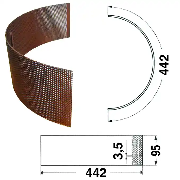 Mühlensieb 442 x 95 x Loch-Ø 3,5 mm Super-Preis
