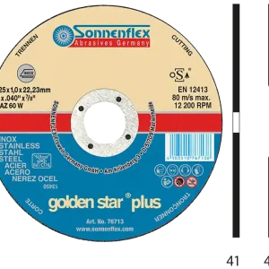 Letzte Chance Metall-Trennscheibe Inox/Edelstahl "Golden Star Plus AZ 60W BF", 125 x 1 x 22 mm