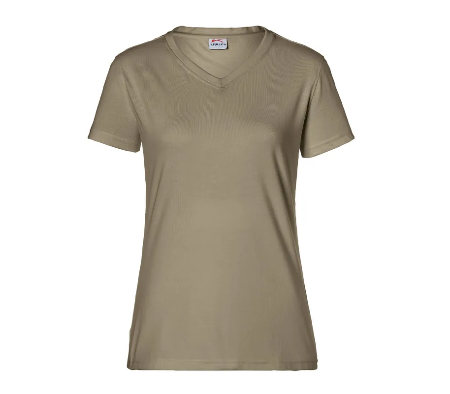 Preisreduziert Damen T-Shirt, V-Ausschnitt, sandbraun, Gr. L