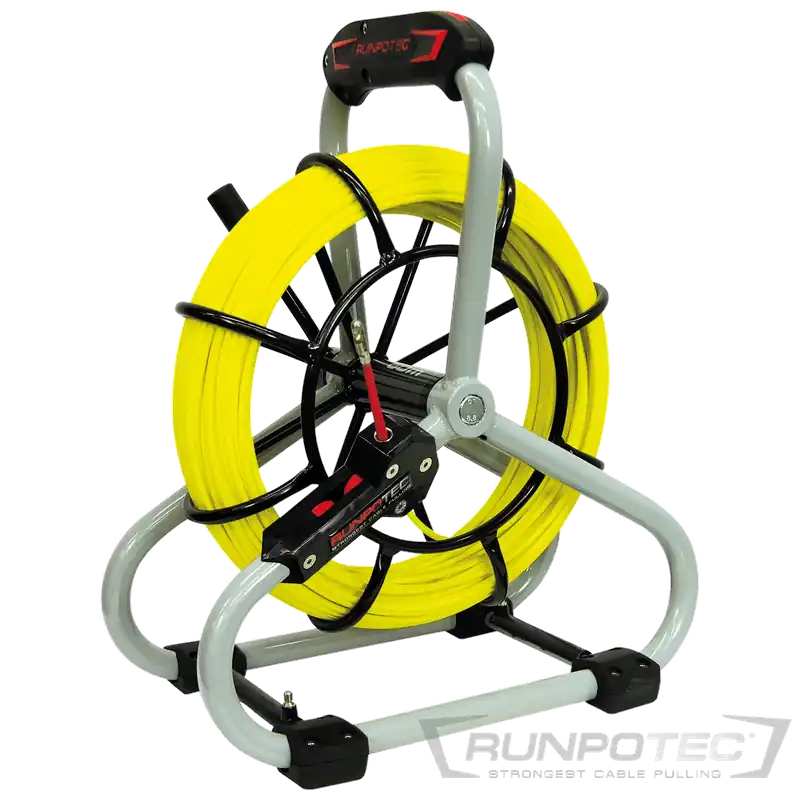 Runpotec Standard-Set Glasfaserstab 30 m Ø 4,5 mm RUNPOTEC Gewinde RTG Ø 6 mm, inkl. Stahlhaspel Ø 330 mm und Doppelauslaufsystem Highlight