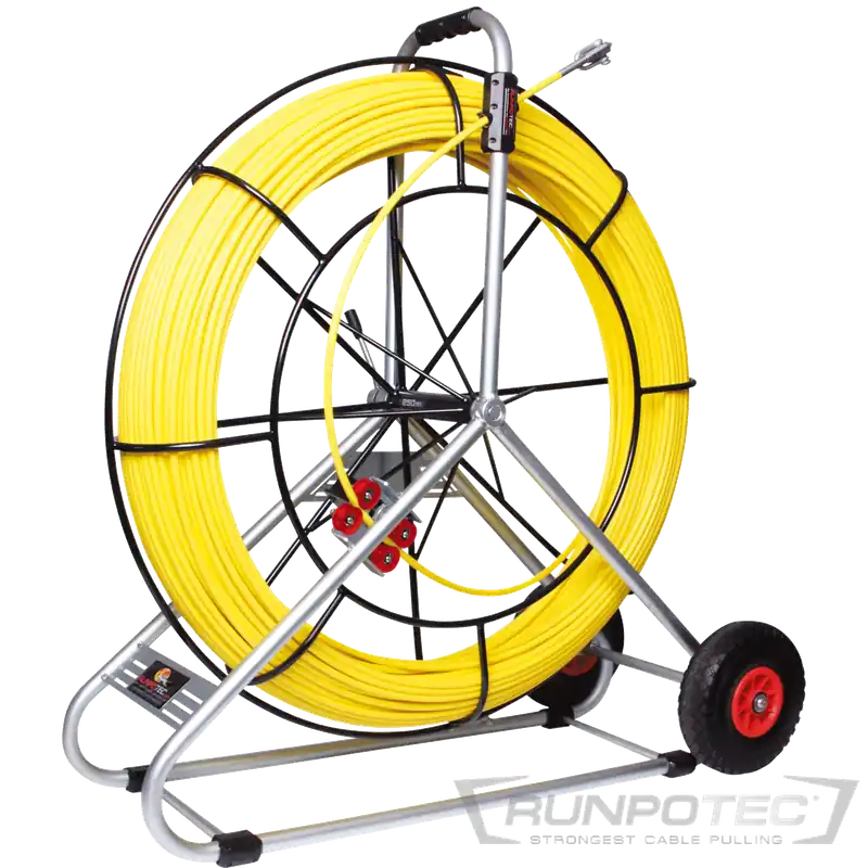 Begrenztes Angebot Runpotec Glasfaserstab 200 m Ø 11 mm inkl. Stahlhaspel Ø 1000 mm-fahrbar, Doppelauslaufsystem und Meterzähler - RUNPOTEC Gewinde RTG Ø 12 mm