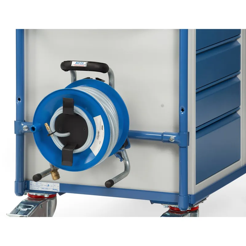 Mega-Angebot fetra Druckluftschlauchtrommel m.25m Schlauch-NW6 Anbausatz pulverbeschichtet blau RAL 5007 f.Tischwagen 500 mm breit