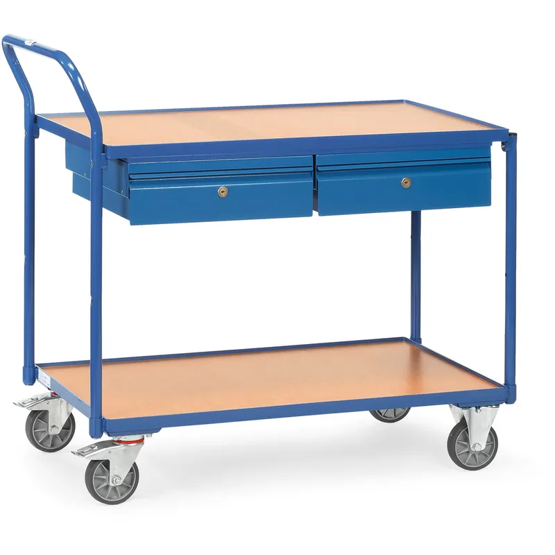 fetra Tischwagen mit 2 Böden aus Holz und 2 Schubläden Bestpreis