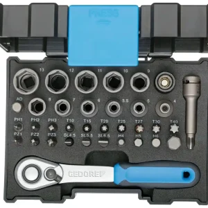 Top-Angebot GEDORE Bit-Steckschlüsselbox 666-U-20 mit Knarre 1/4" 35-teilig