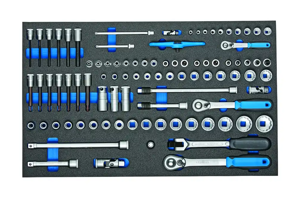 GEDORE 2005 CT4-U-20 Steckschlüssel-Satz 1/4"-3/8"-1/2" in Check-Tool-Modul 91-teilig Echt